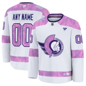 Fanatics Ottawa Senators Pelipaita 2024-2025 Hockey Fights Cancer Practice Valkoinen ( Omalla Nimellä )