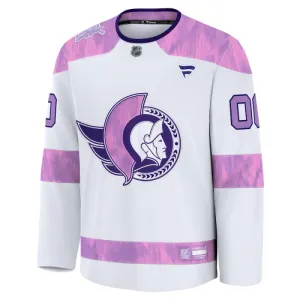 Fanatics Ottawa Senators Pelipaita 2024-2025 Hockey Fights Cancer Practice Valkoinen ( Omalla Nimellä )