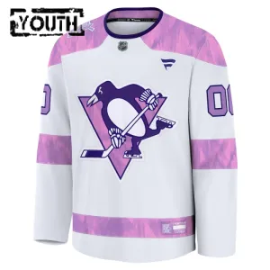 Fanatics Pittsburgh Penguins Lasten Pelipaita 2024-2025 Hockey Fights Cancer Practice Valkoinen ( Omalla Nimellä )