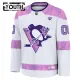 Fanatics Pittsburgh Penguins Lasten Pelipaita 2024-2025 Hockey Fights Cancer Practice Valkoinen ( Omalla Nimellä )