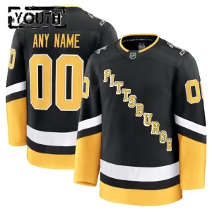 Fanatics Pittsburgh Penguins Lasten Pelipaita 2024-2025 Kolmos Premium Musta ( Omalla Nimellä )