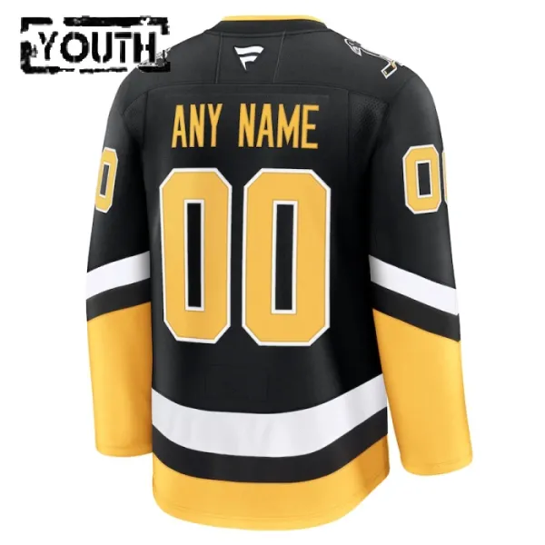 Fanatics Pittsburgh Penguins Lasten Pelipaita 2024-2025 Kolmos Premium Musta ( Omalla Nimellä )