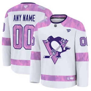 Fanatics Pittsburgh Penguins Pelipaita 2024-2025 Hockey Fights Cancer Practice Valkoinen ( Omalla Nimellä )