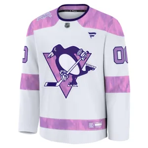 Fanatics Pittsburgh Penguins Pelipaita 2024-2025 Hockey Fights Cancer Practice Valkoinen ( Omalla Nimellä )
