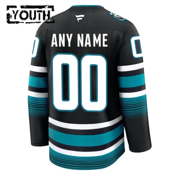 Fanatics San Jose Sharks Lasten Pelipaita 2024-2025 Kolmos Premium Musta ( Omalla Nimellä )