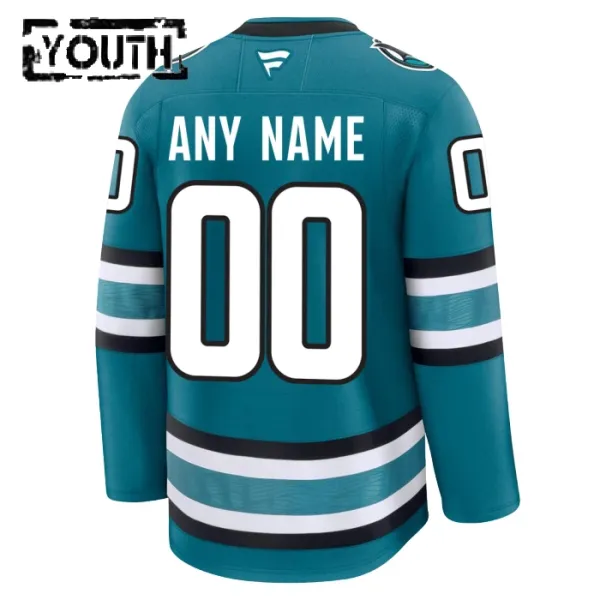 Fanatics San Jose Sharks Lasten Pelipaita 2024-2025 Koti Premium Teal ( Omalla Nimellä )