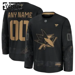 Fanatics San Jose Sharks Lasten Pelipaita 2024-2025 Military Appreciation Practice Musta ( Omalla Nimellä )