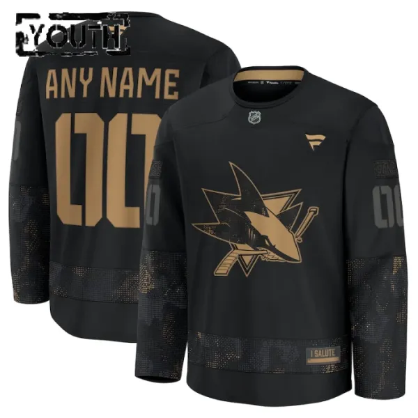 Fanatics San Jose Sharks Lasten Pelipaita 2024-2025 Military Appreciation Practice Musta ( Omalla Nimellä ) Fanatics San Jose Sharks Lasten Pelipaita 2024-2025 Military Appreciation Practice Musta ( Omalla Nimellä )