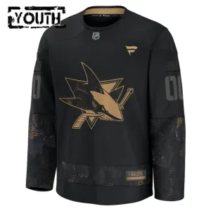 Fanatics San Jose Sharks Lasten Pelipaita 2024-2025 Military Appreciation Practice Musta ( Omalla Nimellä )