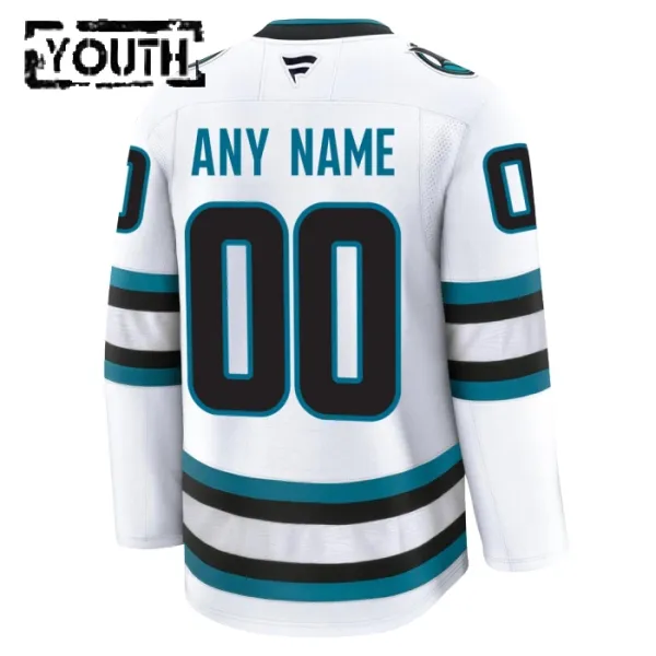 Fanatics San Jose Sharks Lasten Pelipaita 2024-2025 Vieras Premium Valkoinen ( Omalla Nimellä )