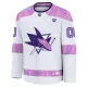 Fanatics San Jose Sharks Pelipaita 2024-2025 Hockey Fights Cancer Practice Valkoinen ( Omalla Nimellä )