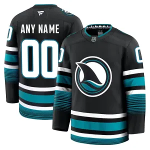 Fanatics San Jose Sharks Pelipaita 2024-2025 Kolmos Premium Musta ( Omalla Nimellä )