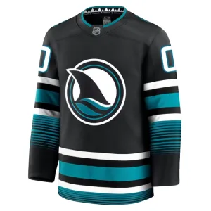 Fanatics San Jose Sharks Pelipaita 2024-2025 Kolmos Premium Musta ( Omalla Nimellä )