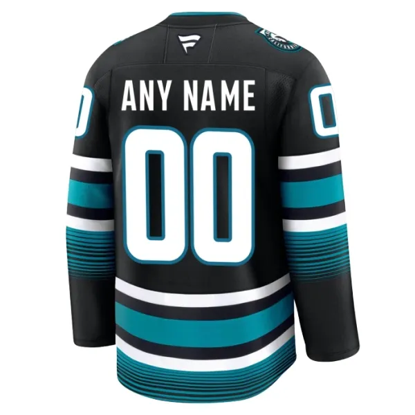 Fanatics San Jose Sharks Pelipaita 2024-2025 Kolmos Premium Musta ( Omalla Nimellä )