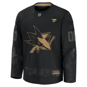 Fanatics San Jose Sharks Pelipaita 2024-2025 Military Appreciation Practice Musta ( Omalla Nimellä )