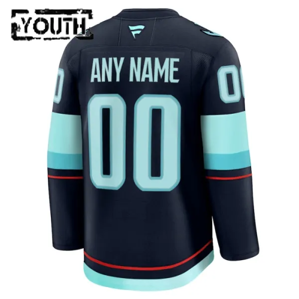 Fanatics Seattle Kraken Lasten Pelipaita 2024-2025 Koti Premium Navy ( Omalla Nimellä )