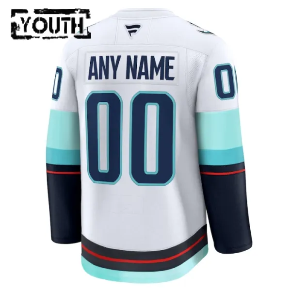 Fanatics Seattle Kraken Lasten Pelipaita 2024-2025 Vieras Premium Valkoinen ( Omalla Nimellä )