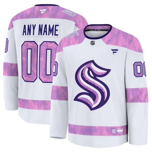 Fanatics Seattle Kraken Pelipaita 2024-2025 Hockey Fights Cancer Practice Valkoinen ( Omalla Nimellä ) Fanatics Seattle Kraken Pelipaita 2024-2025 Hockey Fights Cancer Practice Valkoinen ( Omalla Nimellä )