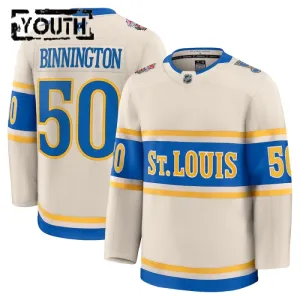 Fanatics St. Louis Blues Jordan Binnington Lasten Pelipaita 2024-2025 Premium Winter Classic Valkoinen