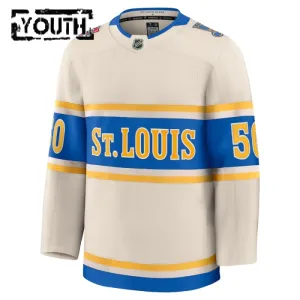Fanatics St. Louis Blues Jordan Binnington Lasten Pelipaita 2024-2025 Premium Winter Classic Valkoinen