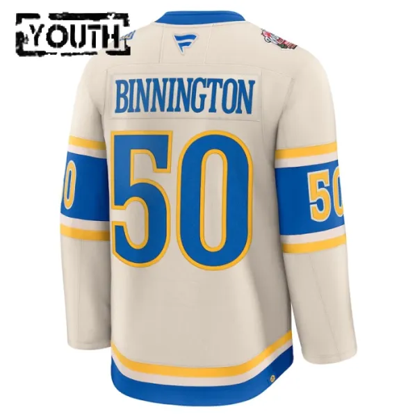 Fanatics St. Louis Blues Jordan Binnington Lasten Pelipaita 2024-2025 Premium Winter Classic Valkoinen