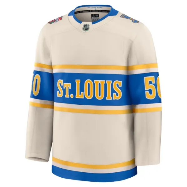 Fanatics St. Louis Blues Jordan Binnington Pelipaita 2024-2025 Premium Winter Classic Valkoinen