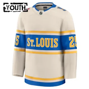 Fanatics St. Louis Blues Jordan Kyrou Lasten Pelipaita 2024-2025 Premium Winter Classic Valkoinen