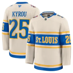 Fanatics St. Louis Blues Jordan Kyrou Pelipaita 2024-2025 Premium Winter Classic Valkoinen
