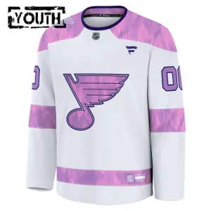 Fanatics St. Louis Blues Lasten Pelipaita 2024-2025 Hockey Fights Cancer Practice Valkoinen ( Omalla Nimellä )