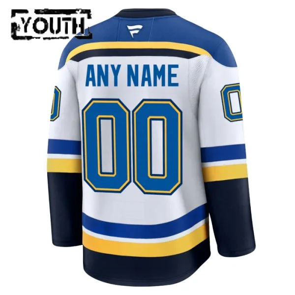 Fanatics St. Louis Blues Lasten Pelipaita 2024-2025 Vieras Premium Valkoinen ( Omalla Nimellä )