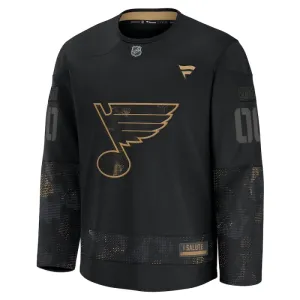 Fanatics St. Louis Blues Pelipaita 2024-2025 Military Appreciation Practice Musta ( Omalla Nimellä )