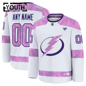 Fanatics Tampa Bay Lightning Lasten Pelipaita 2024-2025 Hockey Fights Cancer Practice Valkoinen ( Omalla Nimellä )