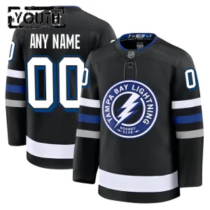 Fanatics Tampa Bay Lightning Lasten Pelipaita 2024-2025 Kolmos Premium Musta ( Omalla Nimellä )