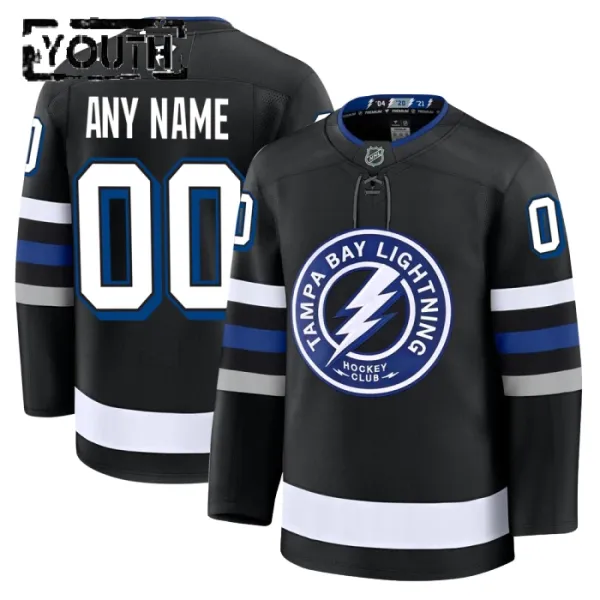 Fanatics Tampa Bay Lightning Lasten Pelipaita 2024-2025 Kolmos Premium Musta ( Omalla Nimellä ) Fanatics Tampa Bay Lightning Lasten Pelipaita 2024-2025 Kolmos Premium Musta ( Omalla Nimellä )