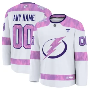 Fanatics Tampa Bay Lightning Pelipaita 2024-2025 Hockey Fights Cancer Practice Valkoinen ( Omalla Nimellä )