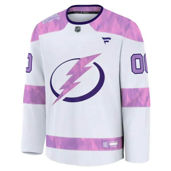 Fanatics Tampa Bay Lightning Pelipaita 2024-2025 Hockey Fights Cancer Practice Valkoinen ( Omalla Nimellä )