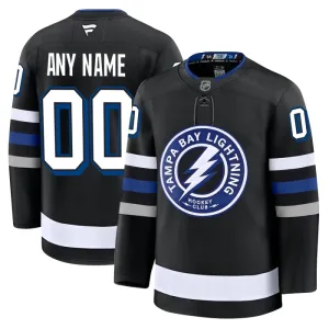 Fanatics Tampa Bay Lightning Pelipaita 2024-2025 Kolmos Premium Musta ( Omalla Nimellä )