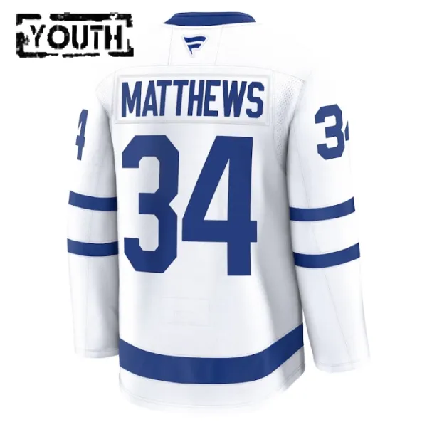 Fanatics Toronto Maple Leafs Auston Matthews Lasten Pelipaita 2024-2025 Vieras Premium Valkoinen