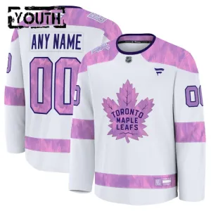 Fanatics Toronto Maple Leafs Lasten Pelipaita 2024-2025 Hockey Fights Cancer Practice Valkoinen ( Omalla Nimellä )