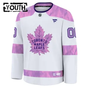Fanatics Toronto Maple Leafs Lasten Pelipaita 2024-2025 Hockey Fights Cancer Practice Valkoinen ( Omalla Nimellä )