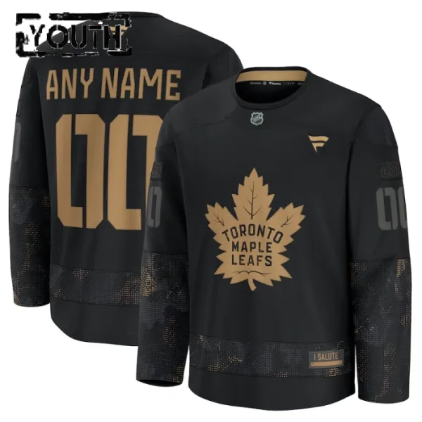 Fanatics Toronto Maple Leafs Lasten Pelipaita 2024-2025 Military Appreciation Practice Musta ( Omalla Nimellä ) Fanatics Toronto Maple Leafs Lasten Pelipaita 2024-2025 Military Appreciation Practice Musta ( Omalla Nimellä )