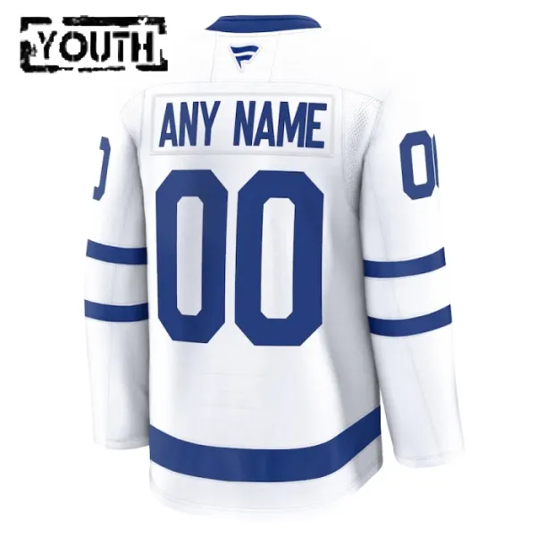 Fanatics Toronto Maple Leafs Lasten Pelipaita 2024-2025 Vieras Premium Valkoinen ( Omalla Nimellä )