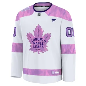 Fanatics Toronto Maple Leafs Pelipaita 2024-2025 Hockey Fights Cancer Practice Valkoinen ( Omalla Nimellä )