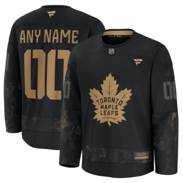 Fanatics Toronto Maple Leafs Pelipaita 2024-2025 Military Appreciation Practice Musta ( Omalla Nimellä ) Fanatics Toronto Maple Leafs Pelipaita 2024-2025 Military Appreciation Practice Musta ( Omalla Nimellä )