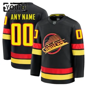 Fanatics Vancouver Canucks Lasten Pelipaita 2024-2025 Kolmos Premium Musta ( Omalla Nimellä )