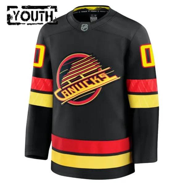 Fanatics Vancouver Canucks Lasten Pelipaita 2024-2025 Kolmos Premium Musta ( Omalla Nimellä )