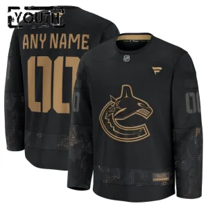 Fanatics Vancouver Canucks Lasten Pelipaita 2024-2025 Military Appreciation Practice Musta ( Omalla Nimellä )