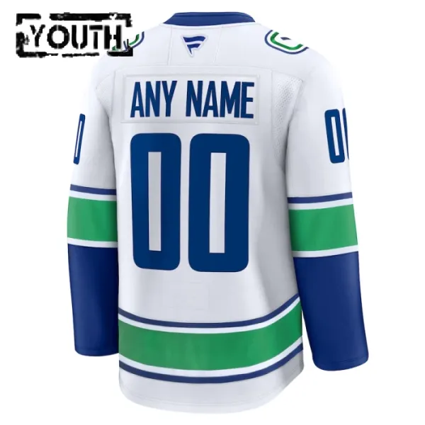 Fanatics Vancouver Canucks Lasten Pelipaita 2024-2025 Vieras Premium Valkoinen ( Omalla Nimellä )