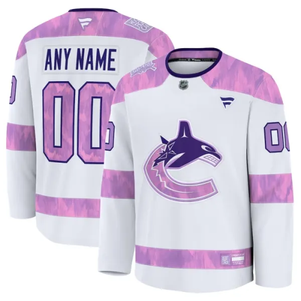 Fanatics Vancouver Canucks Pelipaita 2024-2025 Hockey Fights Cancer Practice Valkoinen ( Omalla Nimellä ) Fanatics Vancouver Canucks Pelipaita 2024-2025 Hockey Fights Cancer Practice Valkoinen ( Omalla Nimellä )