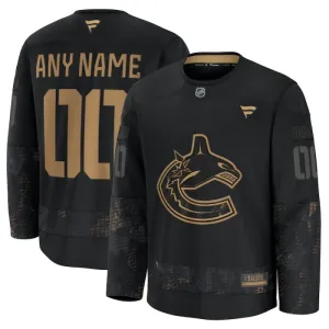Fanatics Vancouver Canucks Pelipaita 2024-2025 Military Appreciation Practice Musta ( Omalla Nimellä )